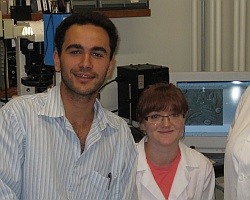 Jenny Butler and Ramsey Majzoub in the Lab